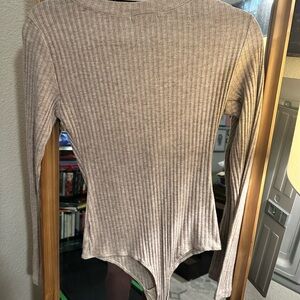 Z supply ribbed cream/tan bodysuit